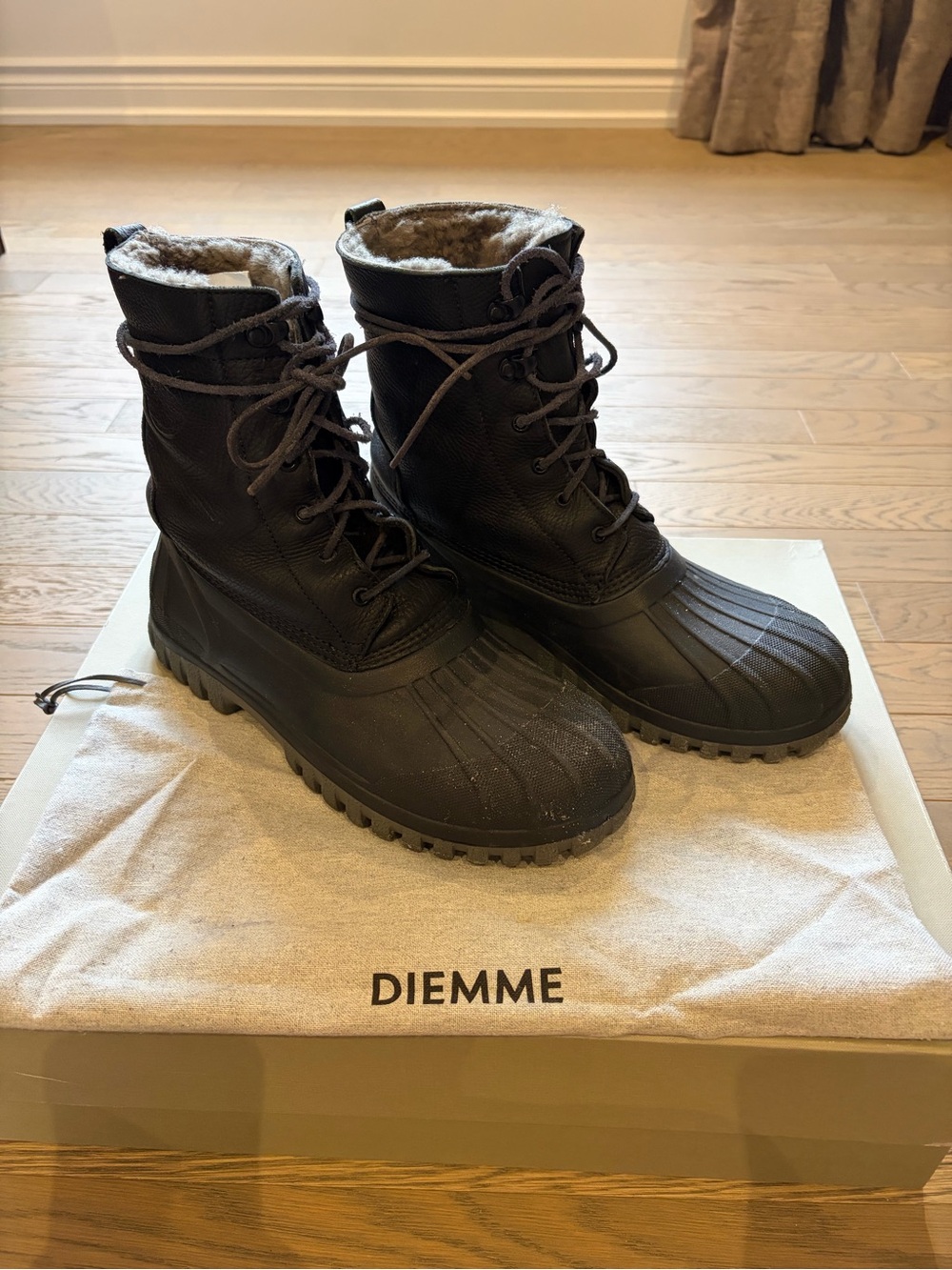 Diemme Men’s Black Shearling-Lined Rain & Snow Boots